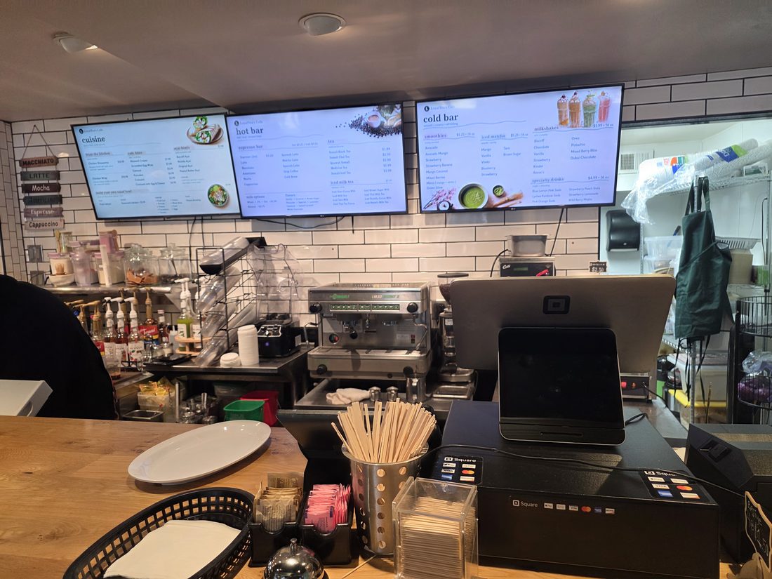 LoyalTeas Cafe espresso counter in Minneapolis with their La Cimbali M30 Bistro machine